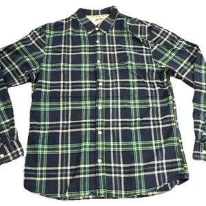 Vans Plaid Mens Blue/Green/White Long Sleeve Button Up Shirt Extra Large EUC